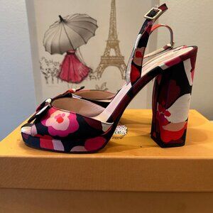 Kate Spade Confetti Dixie Rose Print Platform Sandals